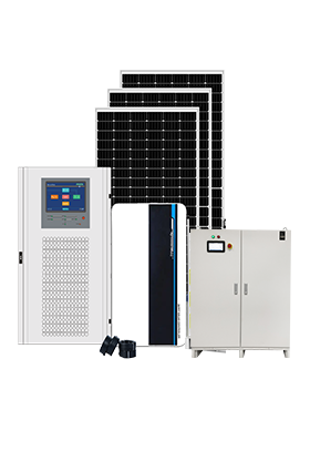 15-50kw sistem tenaga surya off Grid dengan baterai Lithium tegangan tinggi