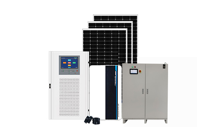 15-50kw sistem tenaga surya off Grid dengan baterai Lithium tegangan tinggi