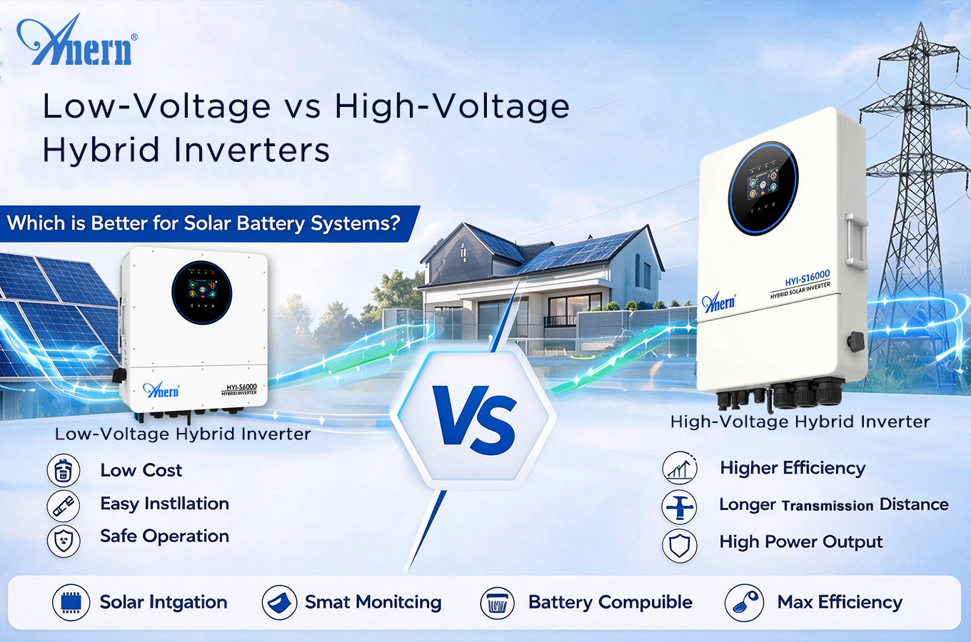 Inverter Hibrida Tegangan Rendah vs Tegangan Tinggi: Mana yang Lebih Baik untuk Sistem Baterai Surya?